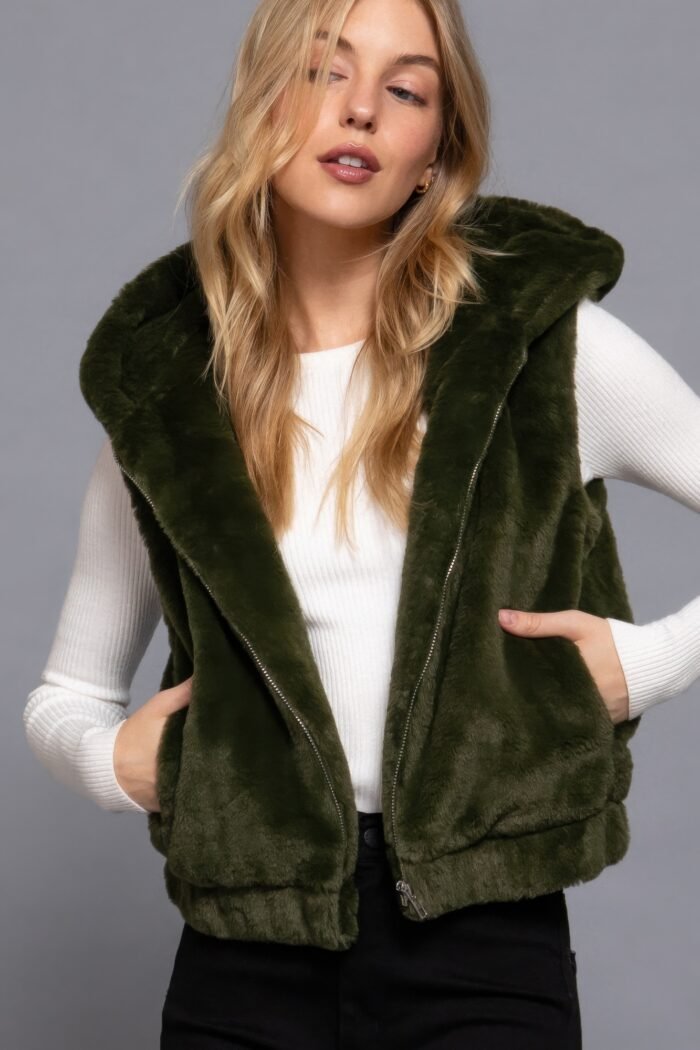 Hoodie faux fur vest - image 22