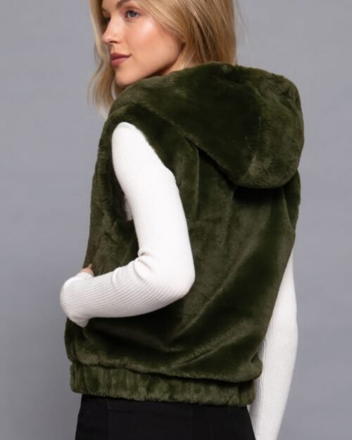 hooded faux fur vest — cozy layering in luxe style