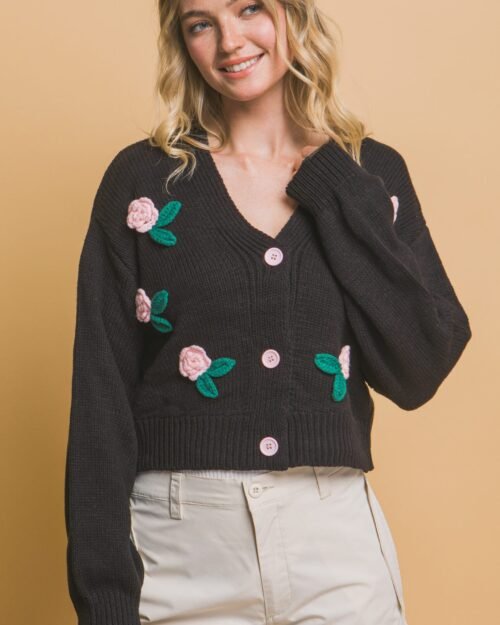 mid cropped flower cardigan