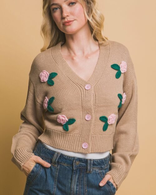 mid cropped flower cardigan