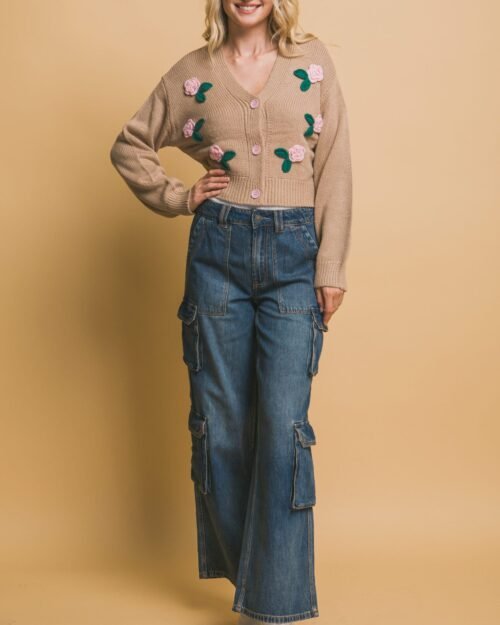 mid cropped flower cardigan