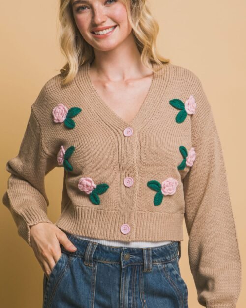 mid cropped flower cardigan