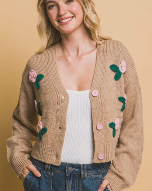 mid cropped flower cardigan