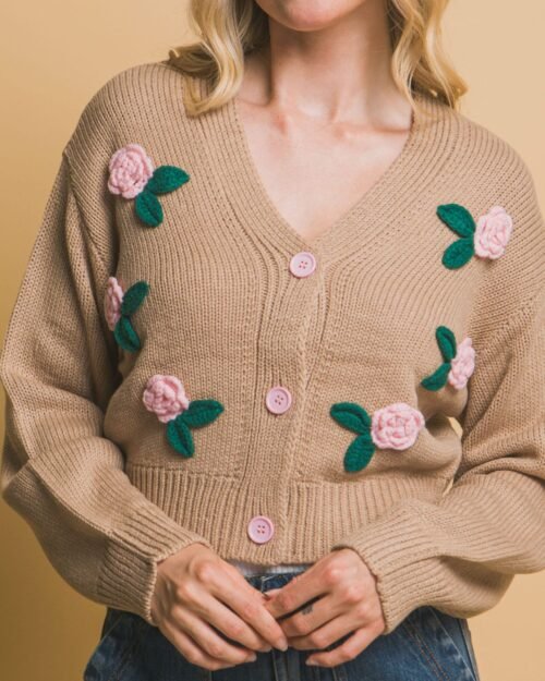mid cropped flower cardigan