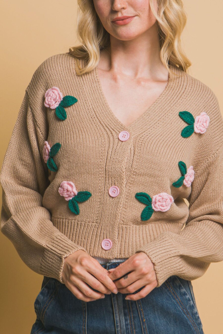 Mid cropped flower cardigan - image 18