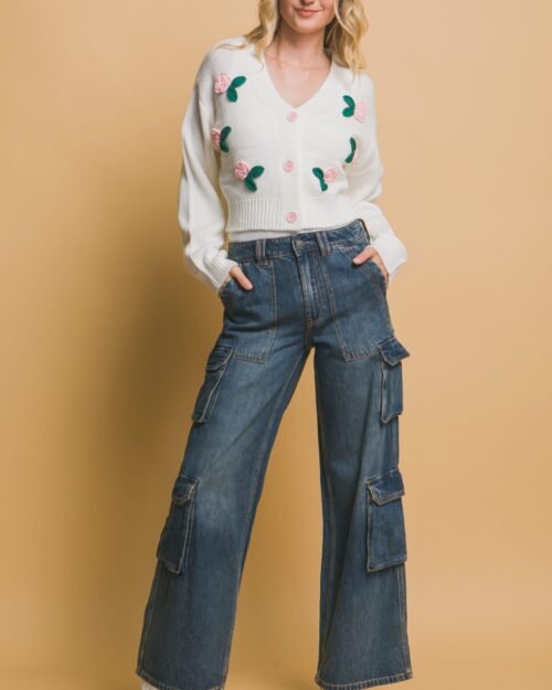 mid cropped flower cardigan