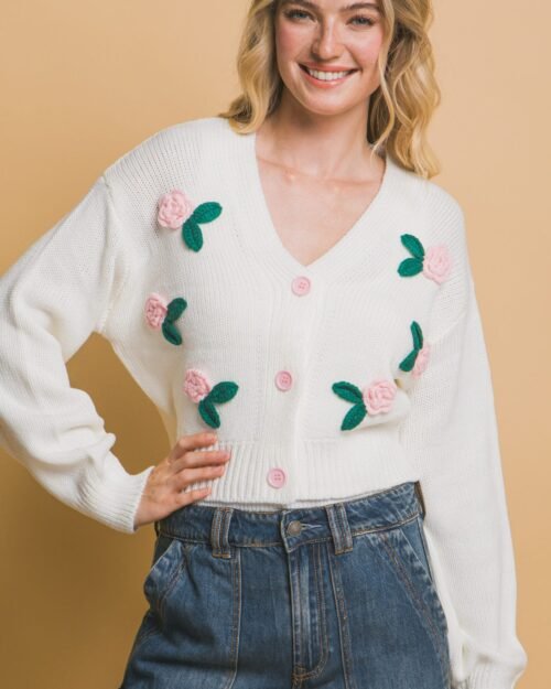 mid cropped flower cardigan