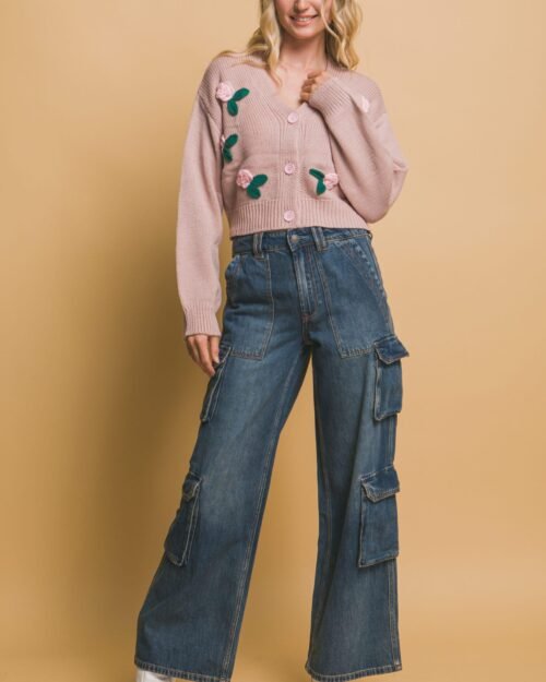 Mid cropped flower cardigan