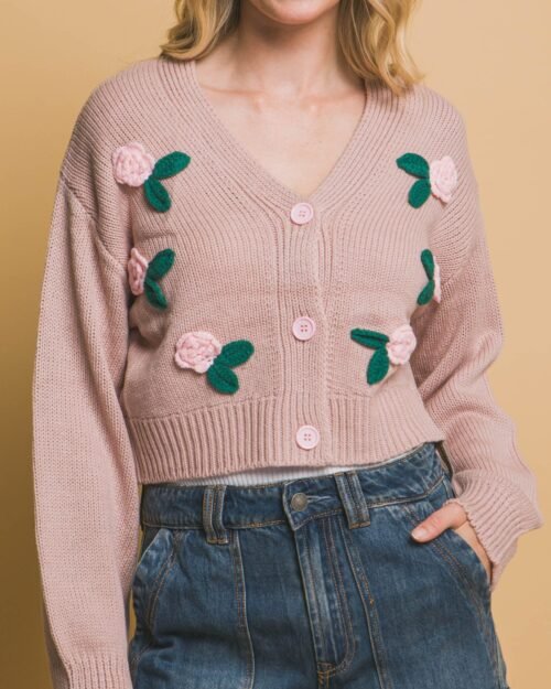 mid cropped flower cardigan