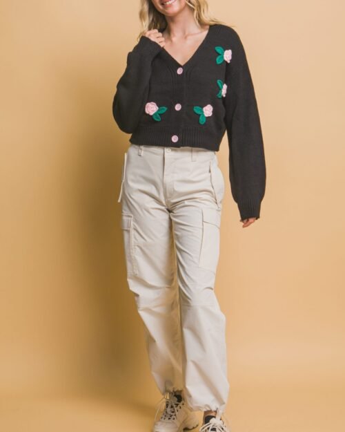 mid cropped flower cardigan