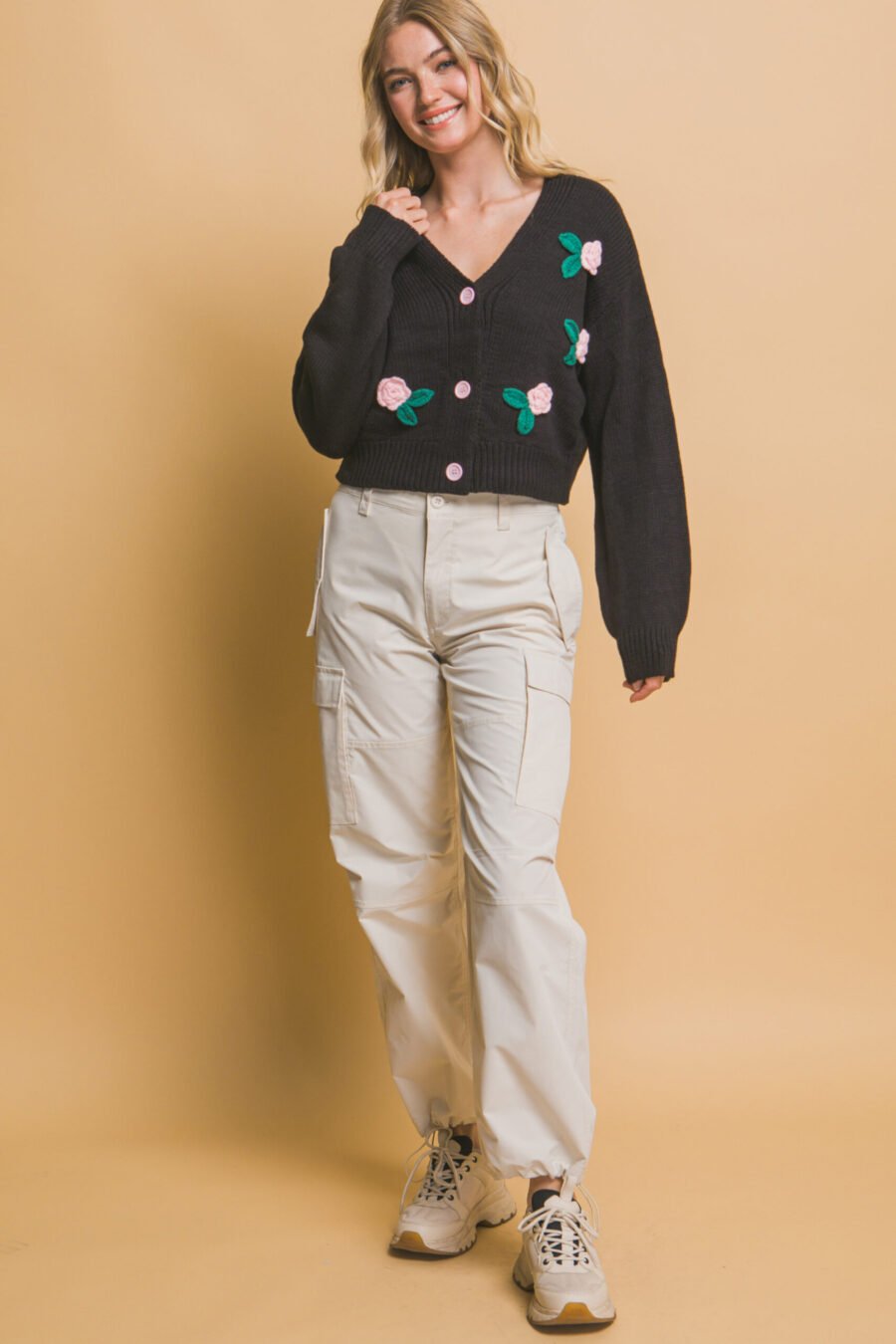Mid cropped flower cardigan - image 22