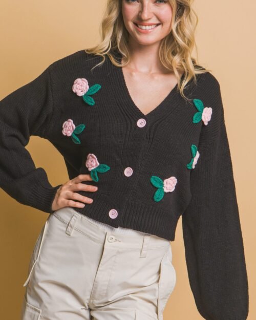 mid cropped flower cardigan