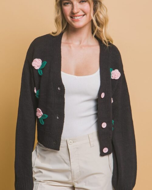 mid cropped flower cardigan