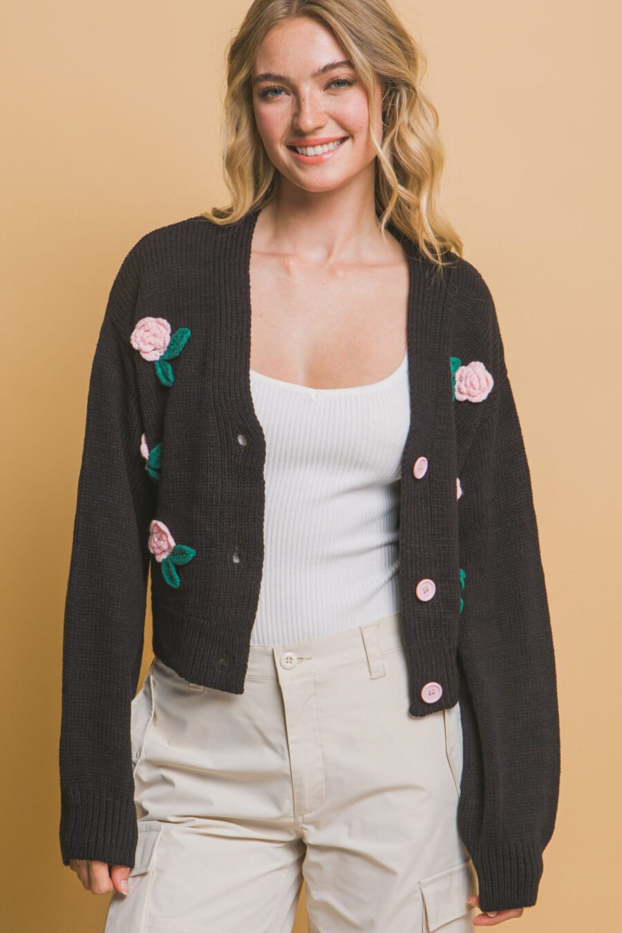 Mid cropped flower cardigan - image 24
