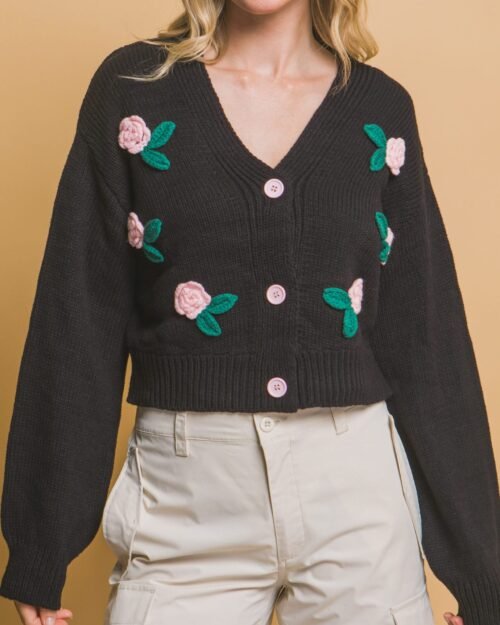 mid cropped flower cardigan