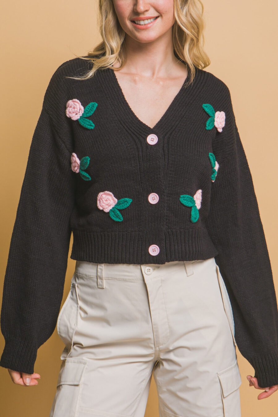 Mid cropped flower cardigan - image 25