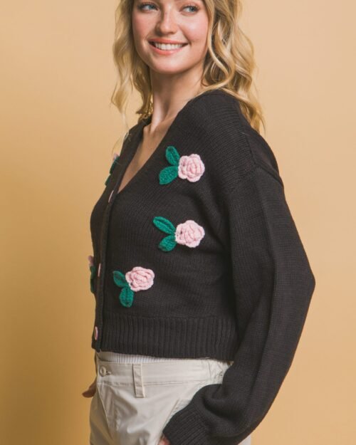 mid cropped flower cardigan