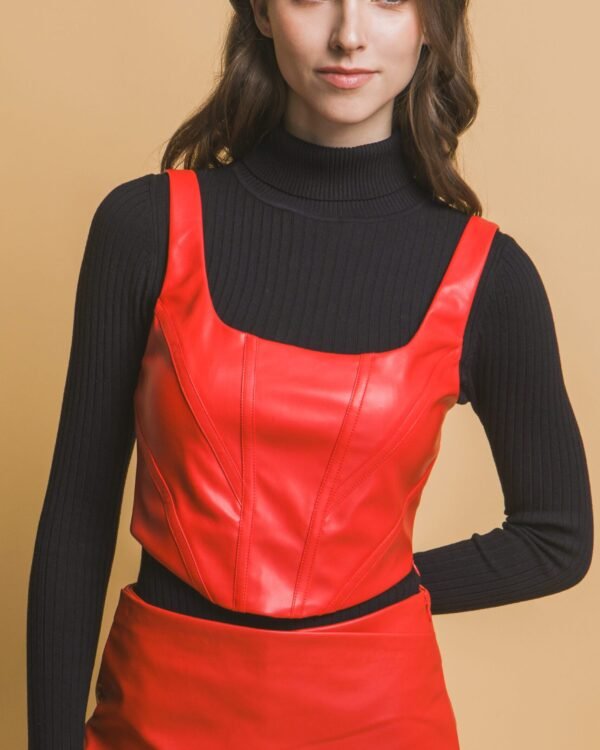 Faux leather corsetry