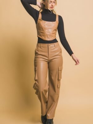 Faux leather corsetry
