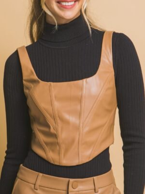Faux leather corsetry