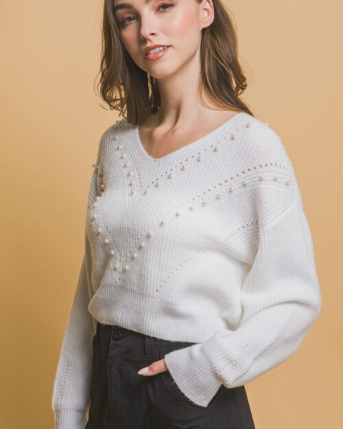 pearl details sweater
