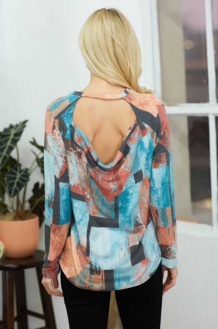 Artistic open-back long sleeve top