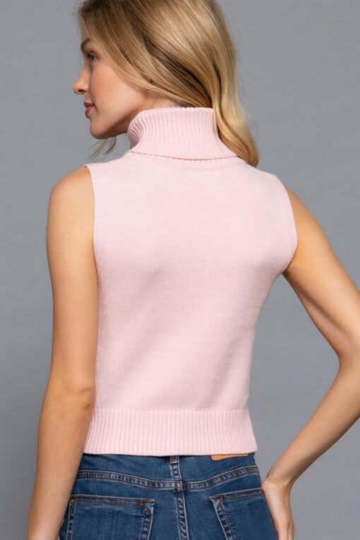Sleeveless Turtle Neck Sweater Top - Image 4