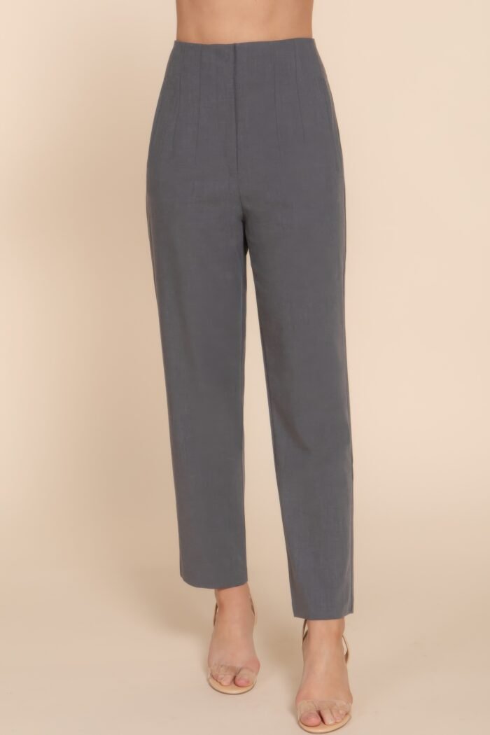 High waist pintuck detail long pants