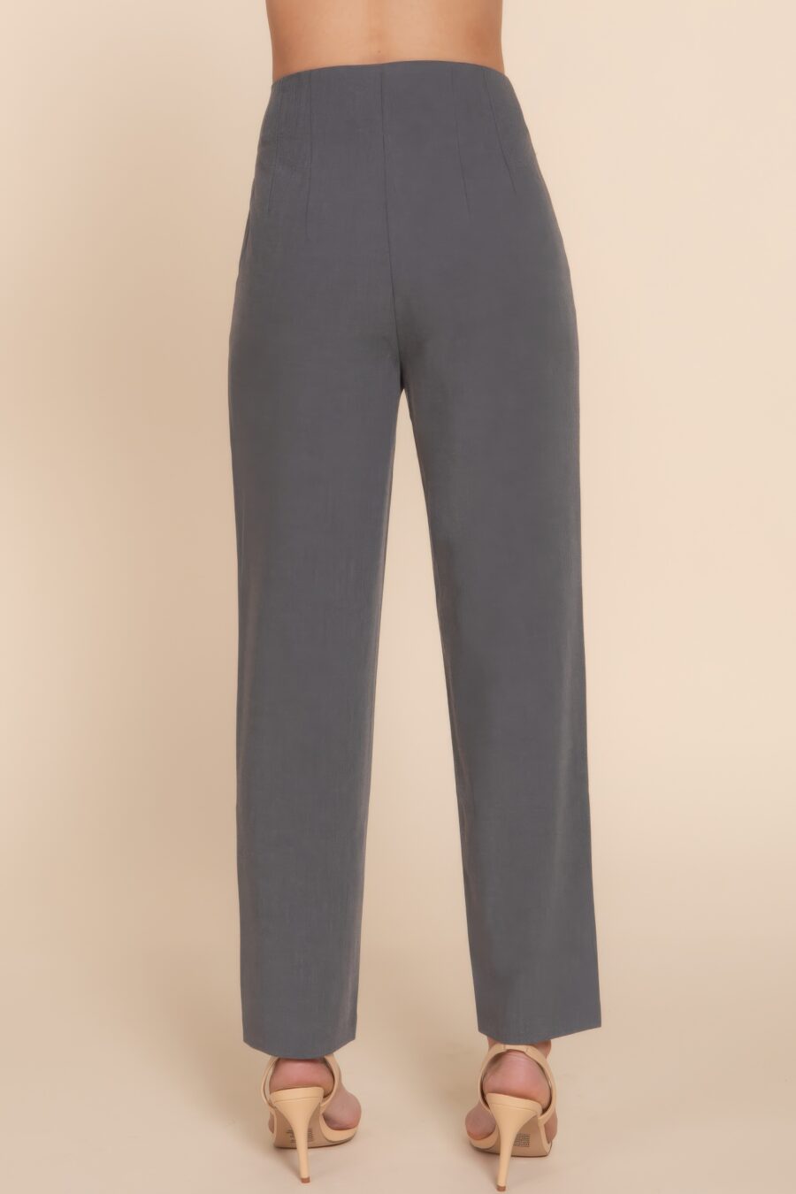 High waist pintuck detail long pants