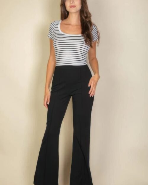 high waist stretch crepe flare pants