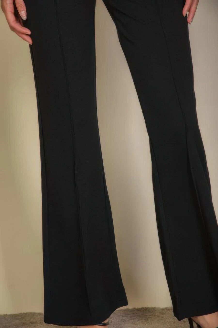 High waist stretch crepe flare pants