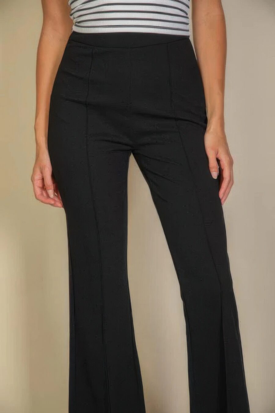 High waist stretch crepe flare pants