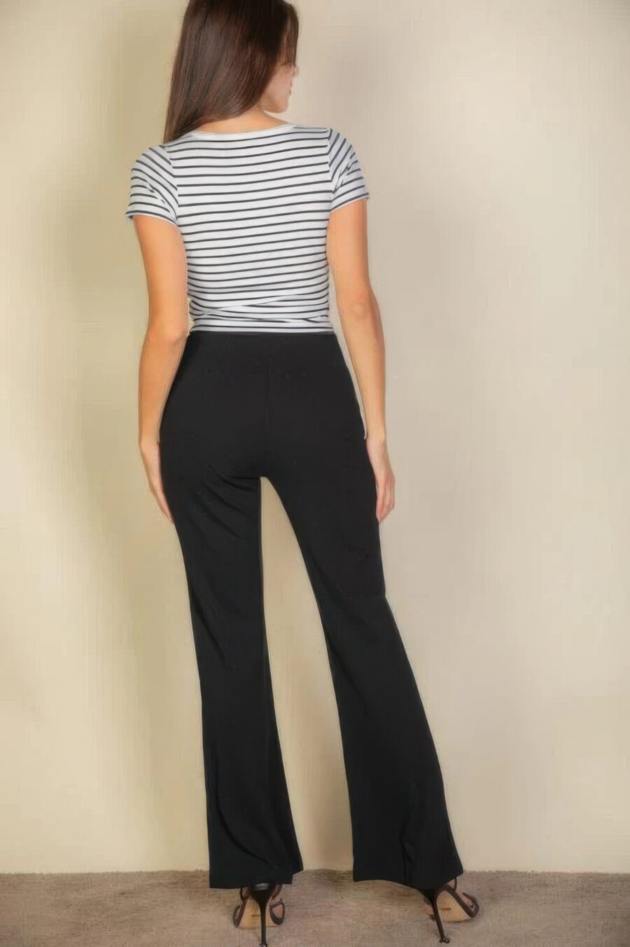 High waist stretch crepe flare pants