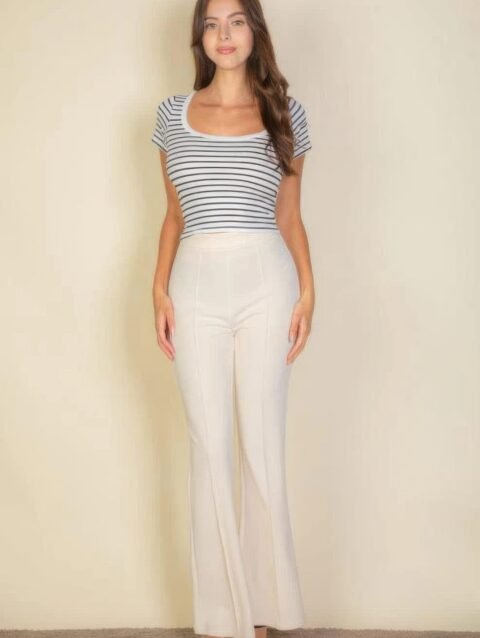 High Waist Stretch Crepe Flare Pants