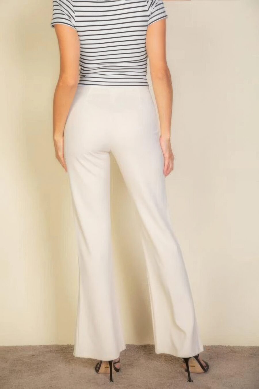 High waist stretch crepe flare pants