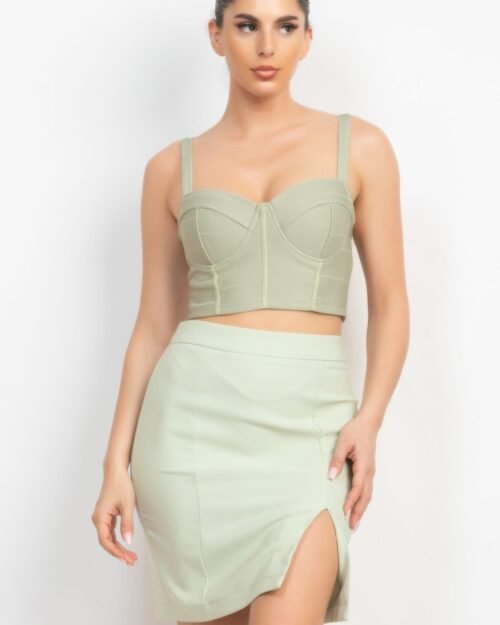 Sleeveless Line Detailed Bustier Tank Top