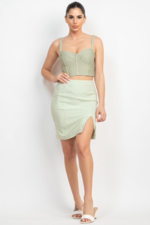 Sleeveless Line Detailed Bustier Tank Top - Image 2