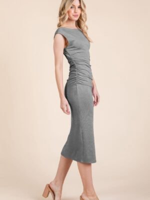 Cap Sleeve Boatneck Open Back Midi Dress Cap Sleeve Boatneck Open Back Midi Dress