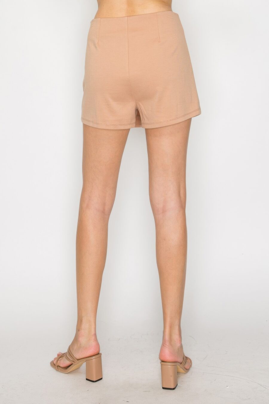 Wrap high-rise elastic mini skort