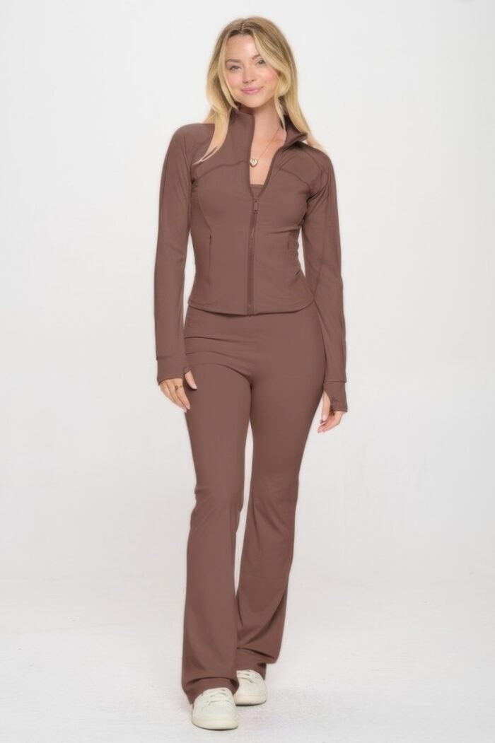 Premium yoga jacket & flare jumpsuit set