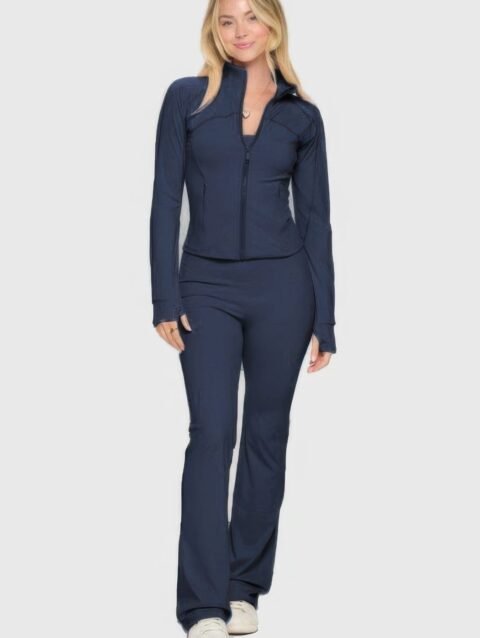 Premium Yoga Jacket & Flare Jumpsuit Set