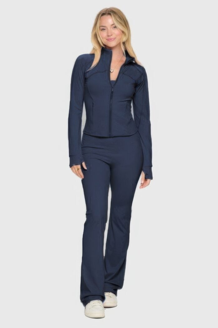 Premium yoga jacket & flare jumpsuit set
