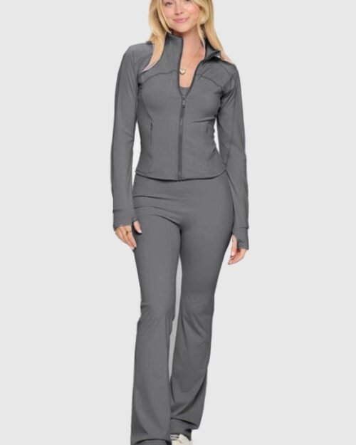 Premium Yoga Jacket & Flare Jumpsuit Set – Women's Activewear