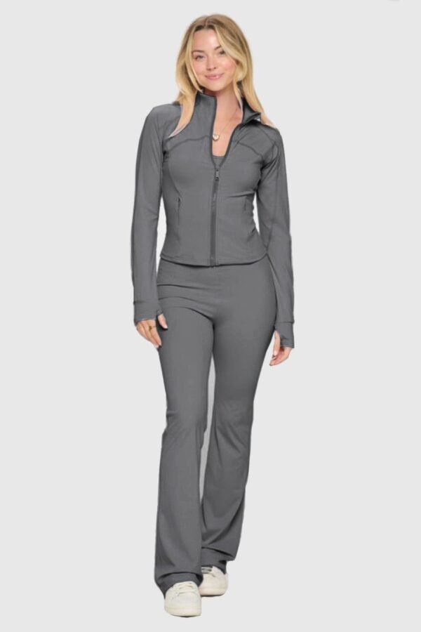 Premium Yoga Jacket & Flare Jumpsuit Set – Women's Activewear