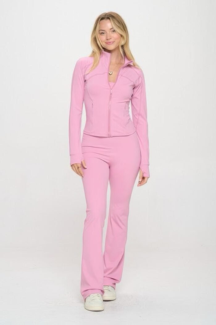 Premium yoga jacket & flare jumpsuit set
