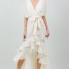 Solid Tie Waist Ruffle Midi Dress