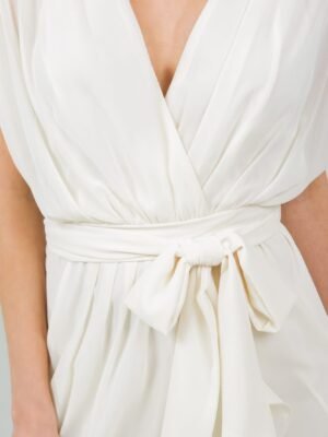 Solid Tie Waist Ruffle Midi Dress