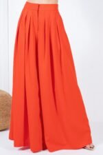Large Hem Wide Leg Pleated Solid Pants - Image 14