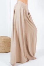 Large Hem Wide Leg Pleated Solid Pants - Image 10