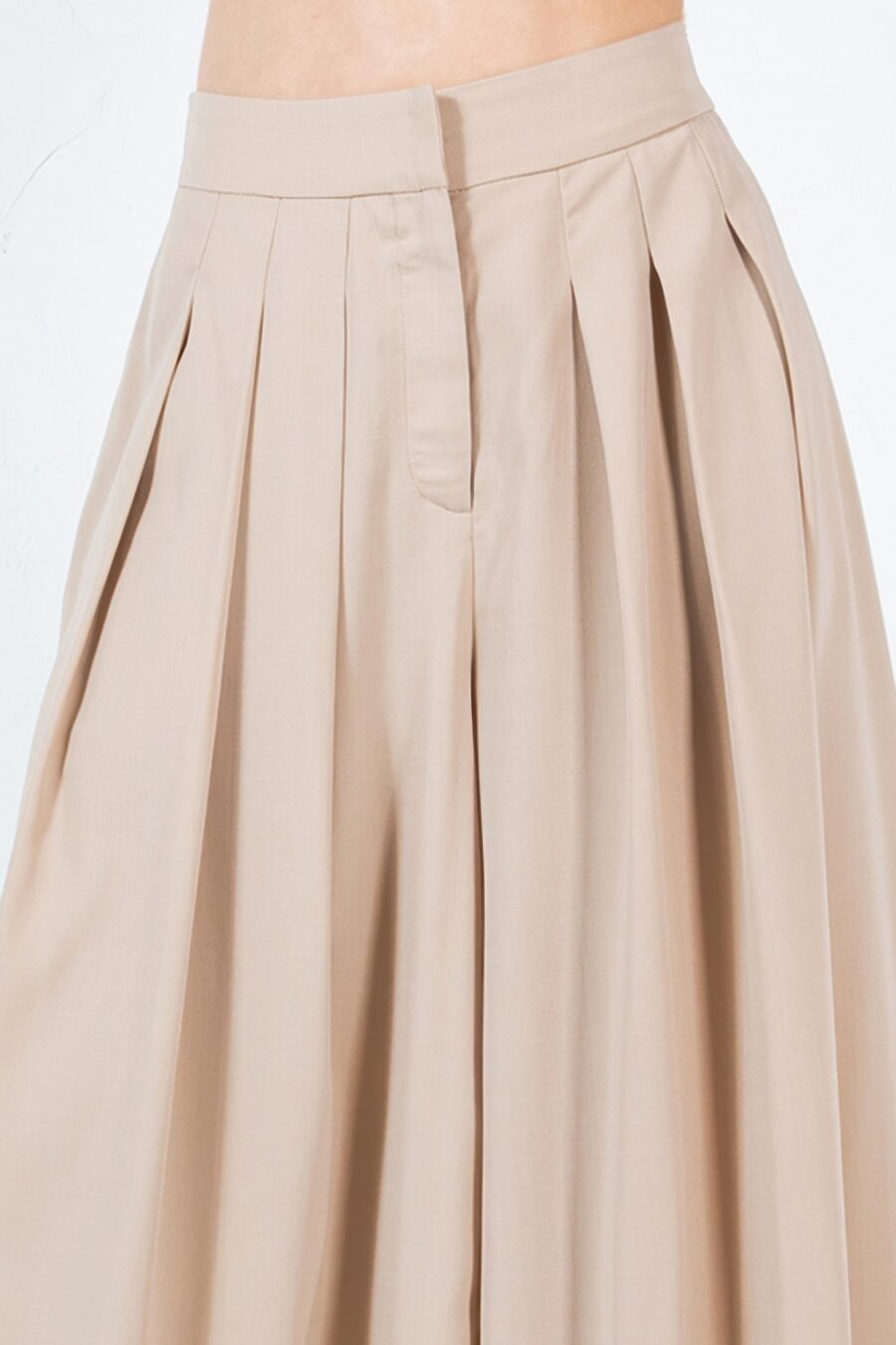 Large hem wide leg pleated solid pants